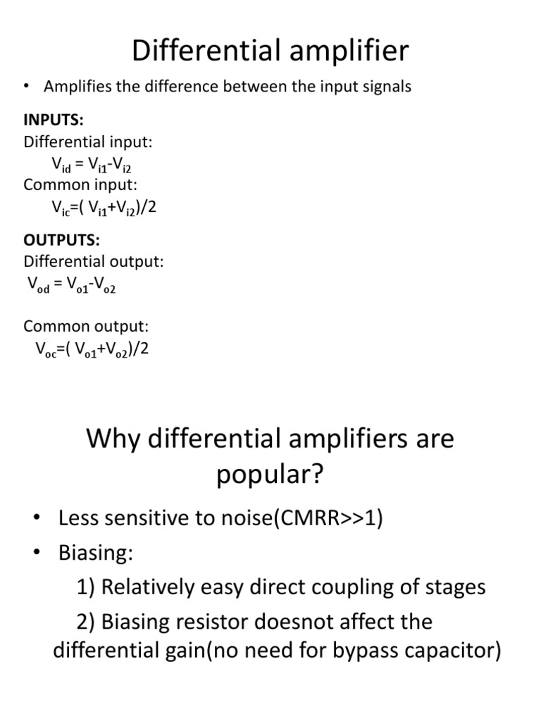 MOS Differential Amplifier Overview | PDF | Amplifier | Field Effect ...