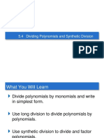 Dividing Polynomials Synthetic Division