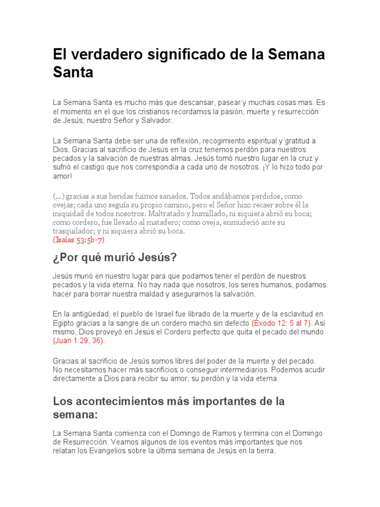 El Verdadero Significado de La Semana Santa | PDF | Pascua de ...