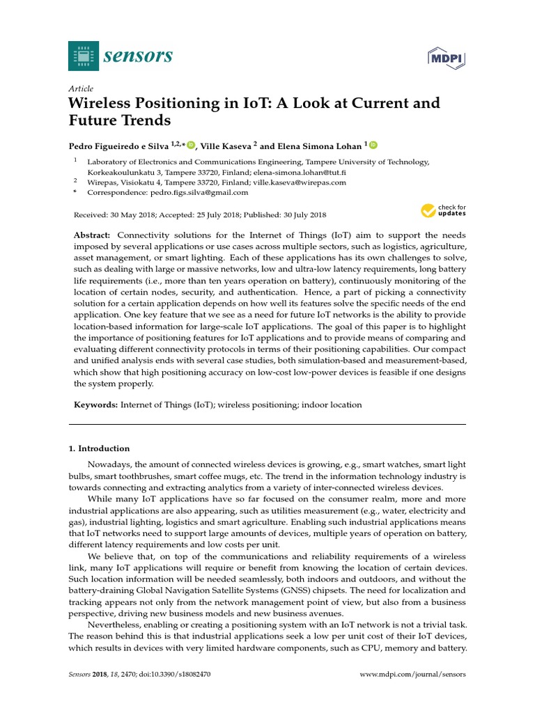 Wireless Positioning in IoT A Look at Current and | PDF | Internet Of ...