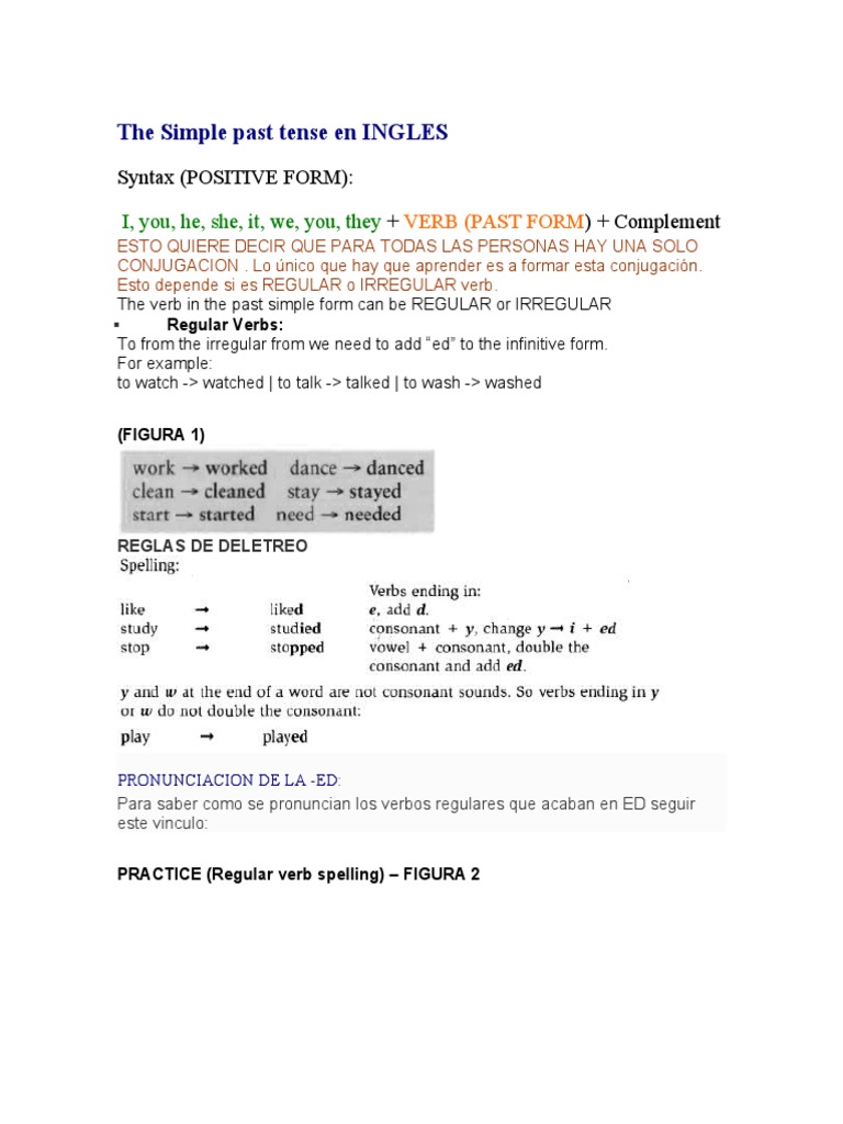 The Simple Past Tense en INGLES | PDF