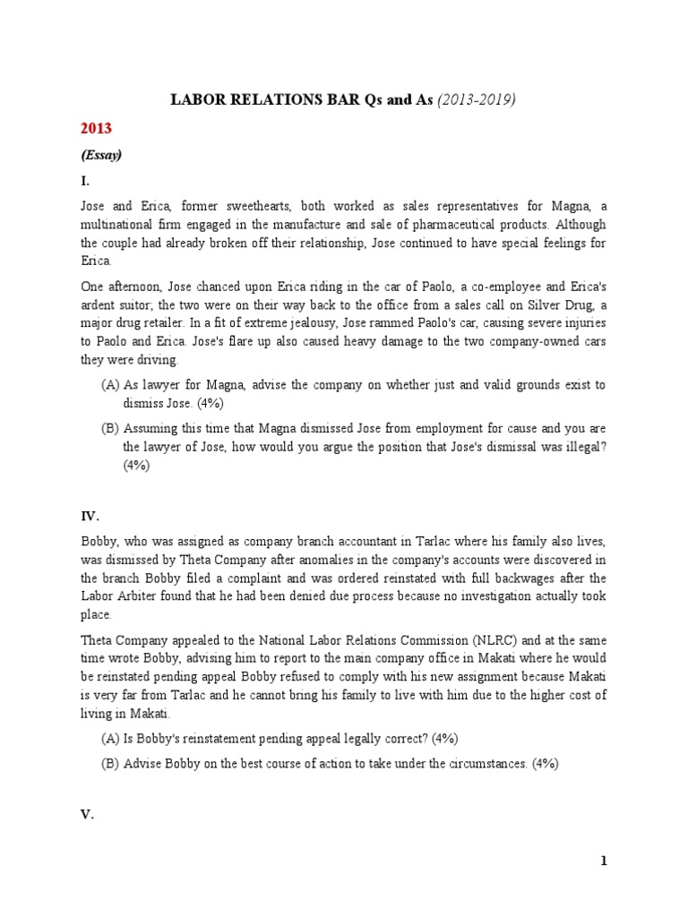 Labor Relations Case Studies (2013-2019) | PDF | Strike Action ...