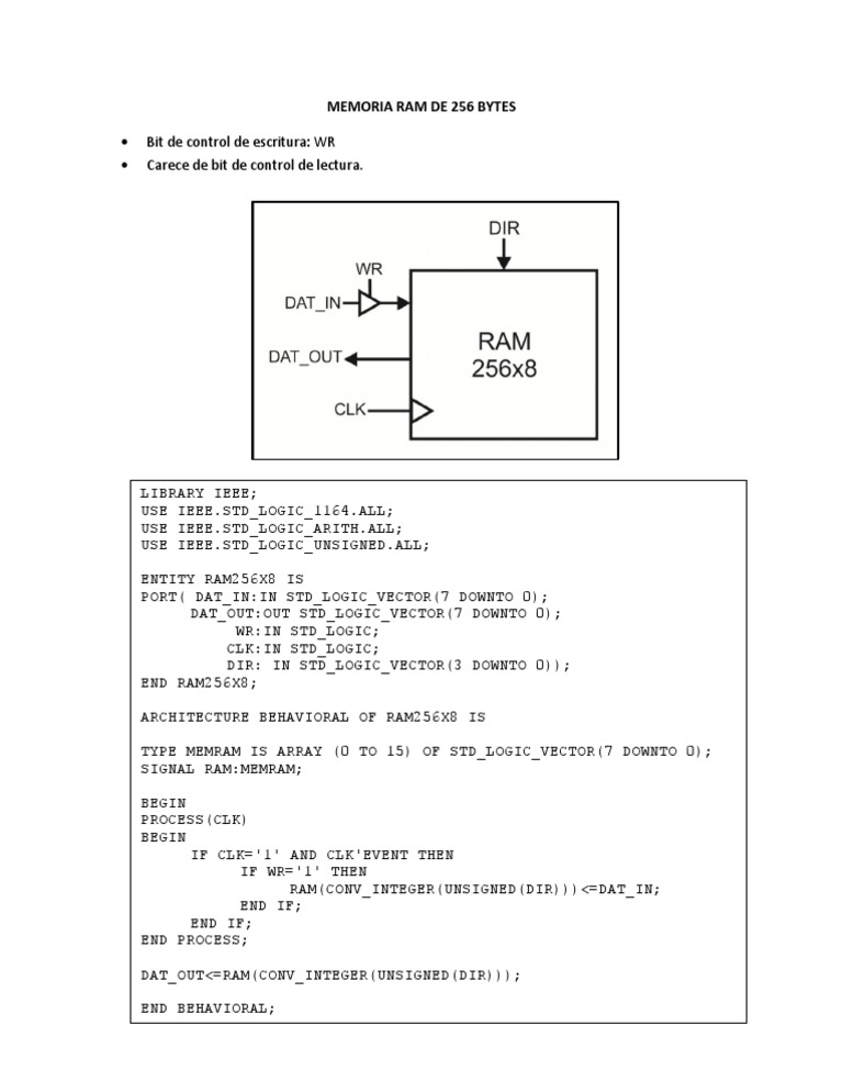 256x8 RAM Memory Architecture | PDF | Technology & Engineering