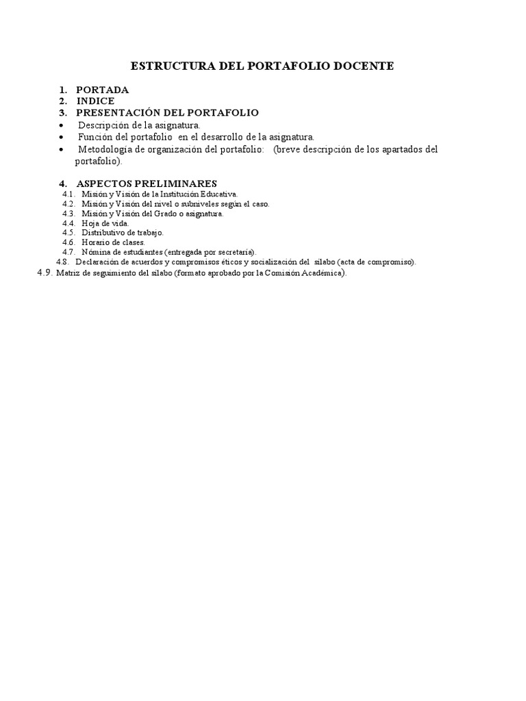 Estructura Del Portafolio Docente | PDF