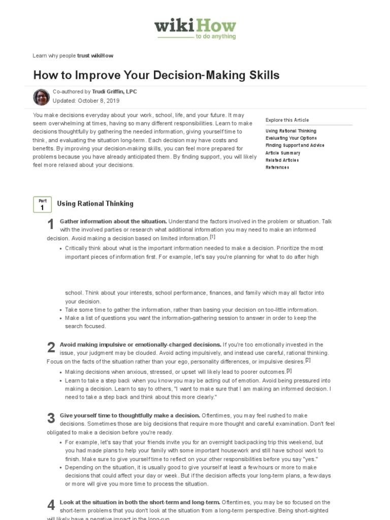 How To Improve Your Decision Making Skills - 11 Steps | PDF | Decision ...