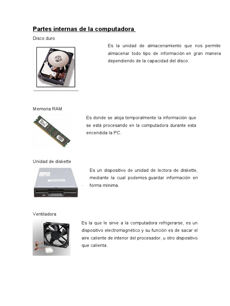 Partes Internas de una Computadora | PDF | Hardware de la computadora ...