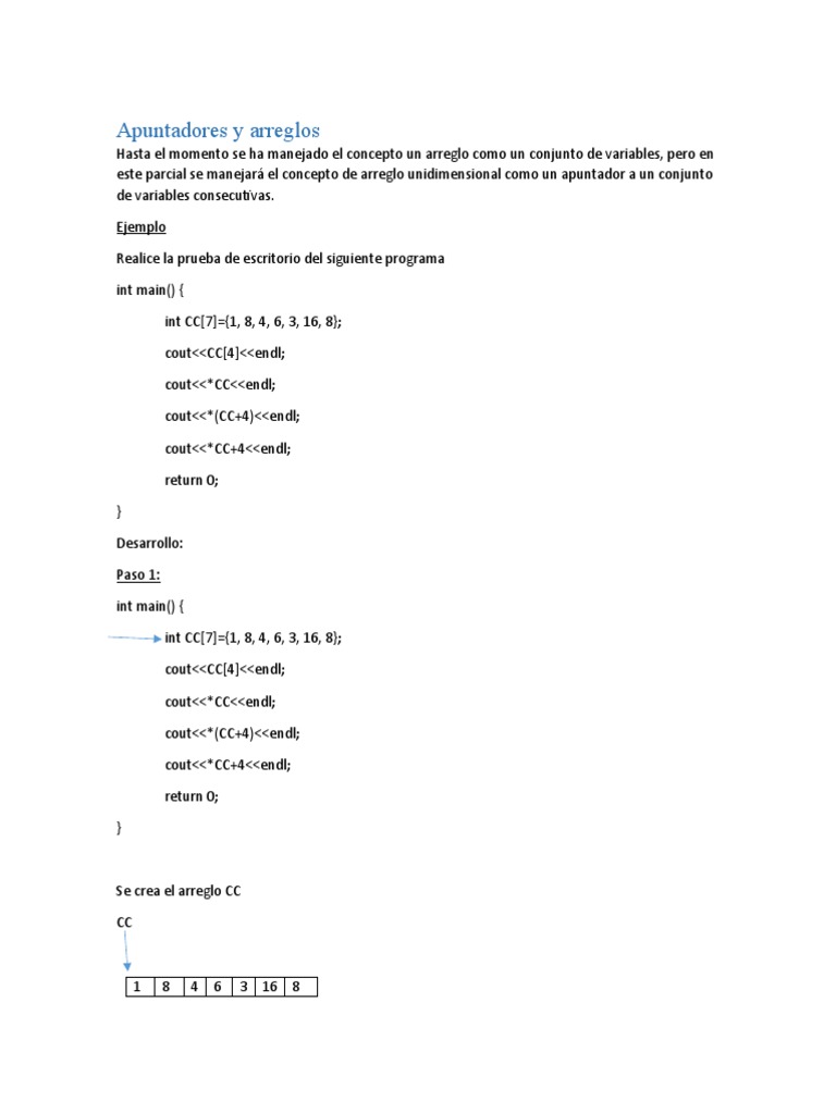 Apuntadores y Arreglos en C++ | PDF | Programación de computadoras ...