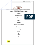 "Año de La Universalización de La Salud" Escuela: Administración Curso: Ingles Alumno: Rivera Alamo Daleska Profesora