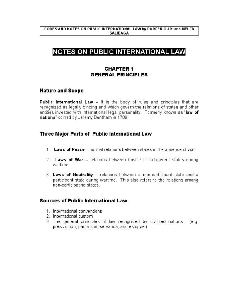 Public International Law Overview | PDF | Sovereign State ...