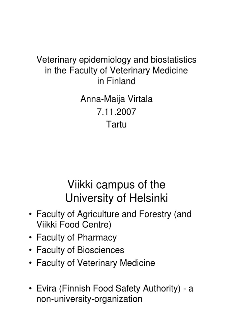 Veterinary Epidemiology and Biostatistics in The Faculty of Veterinary ...