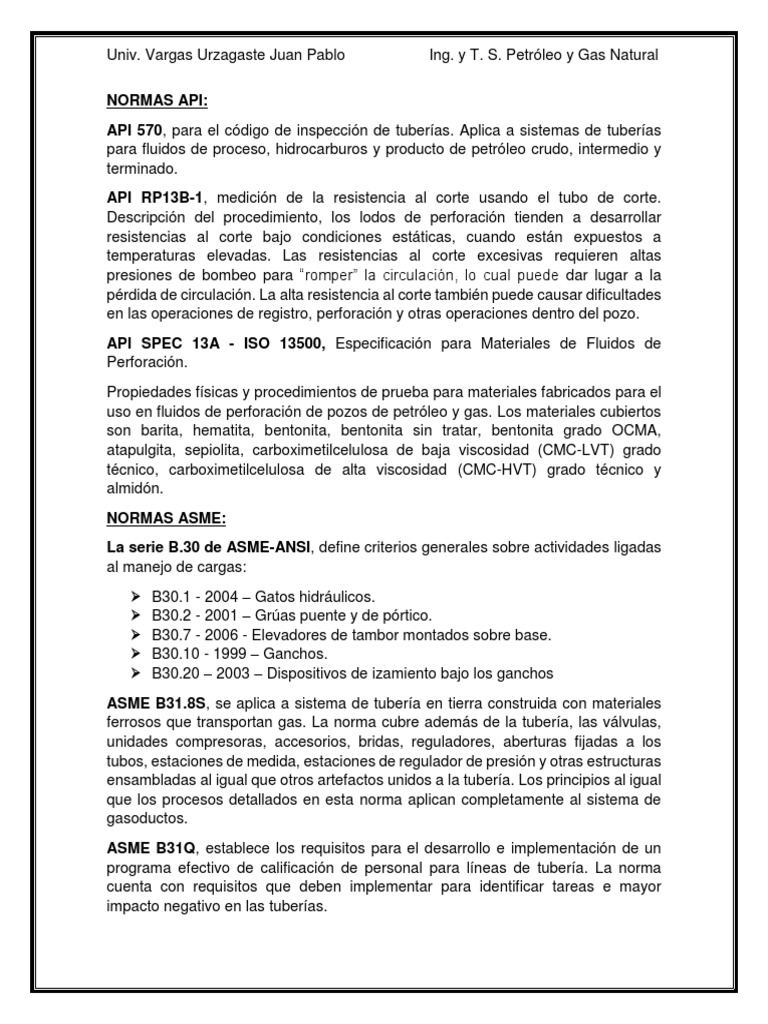 Normas API y ASME para Tuberías y Fluidos | PDF | Informática | Tecnología