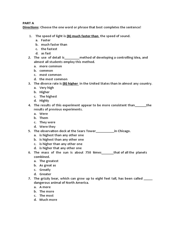 Sentence Completion Practice Quiz | PDF | Language Arts & Discipline