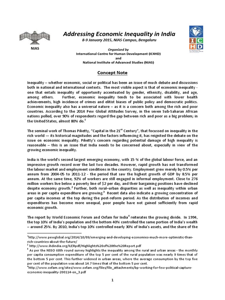 Concept Note Addressing Economic Inequality in India | PDF | Economic ...