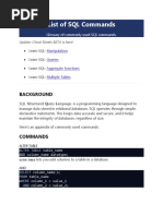 List of SQL Commands: Background