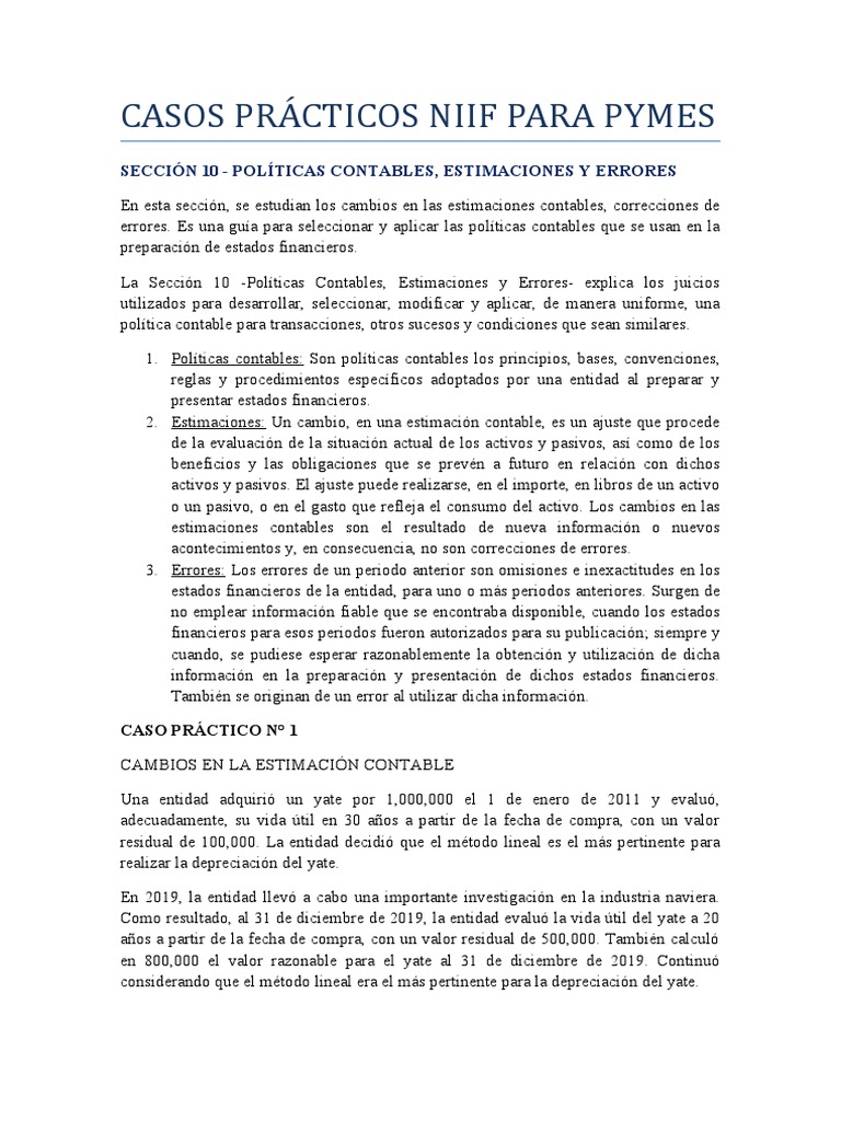 Ejemplos de Sección 10 NIIF para PYMES | PDF | Compartir (Finanzas ...