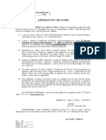 Affidavit of Loss - Printer's Certificate of - Dungca, Rebecca