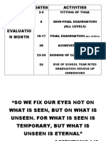 March Dates Activities: Evaluatio N Month