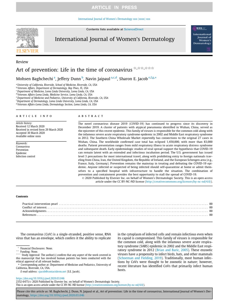 International Journal of Women's Dermatology Mohsen Baghchechi, Jeffery Dunn, Navin Jaipaul