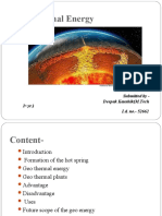 Geothermal Energy: Submitted by - Deepak Kaushik (M.Tech 1 Yr.) I.D. No.-52662