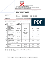 Test Certificate: S. NO. Test Test Method Specification Result UOM