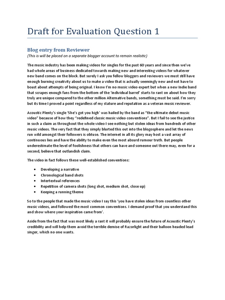Draft For Evaluation Question 1 Reviewer | PDF | Blog