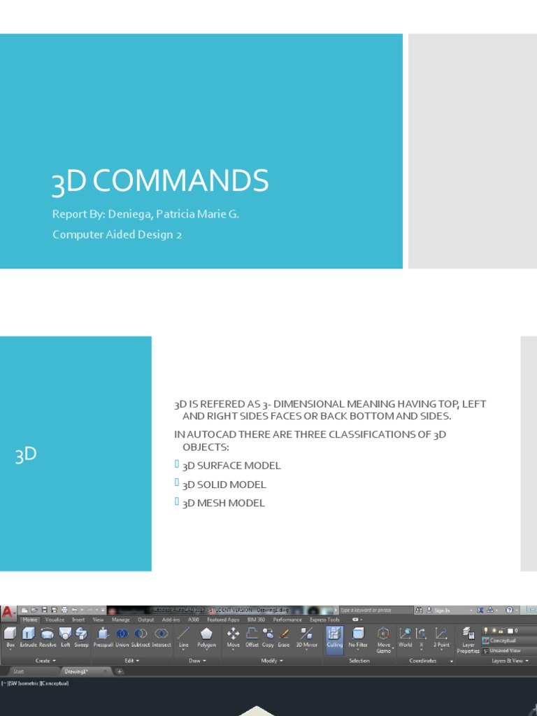 AutoCAD 3D Commands Overview | PDF | Autodesk 3ds Max | 3 D Computer ...