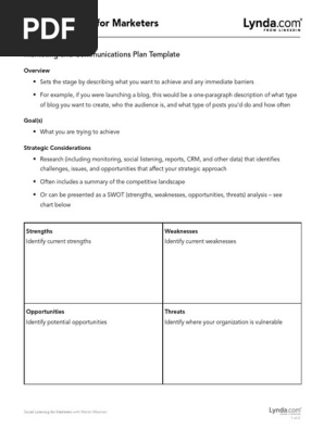 Marketing Communications Plan Template