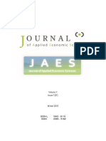 Journal of Applied Economic Sciences - Volume X, Issue 7(37), Winter 2015