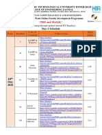 Day-1 Schedule: Date Session List of Content Video Link Time (Min)
