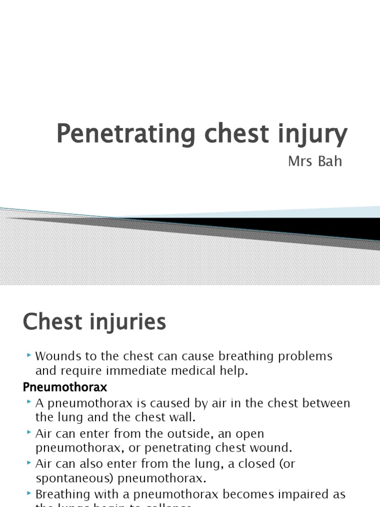 Penetrating Chest Injury | PDF | Major Trauma | Thorax