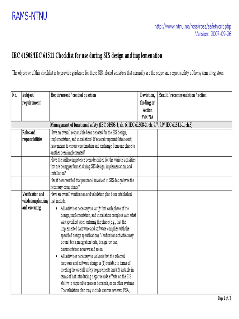 SIS Design and Implementation Checklist | PDF | Business | Computers