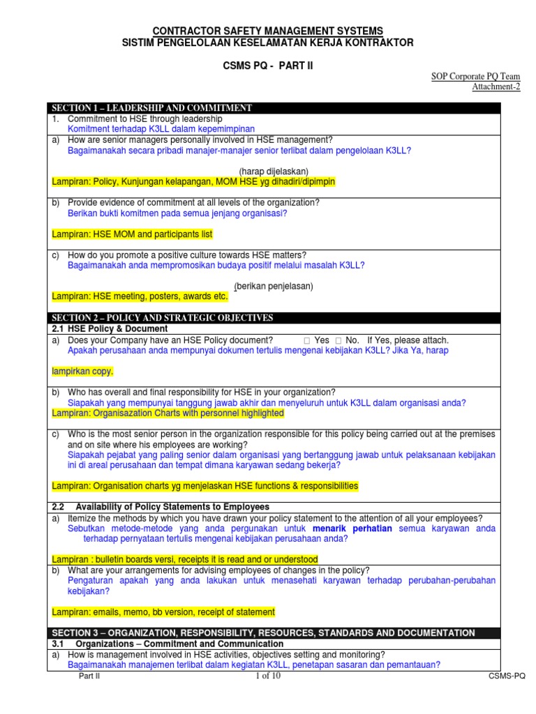 CSMS, PQ Form PDF | PDF | Labor Relations | Risk Management