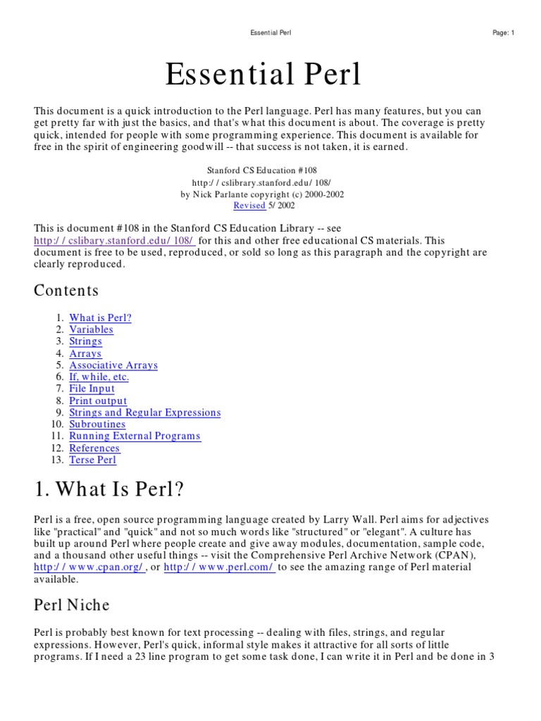 EssentialPerl PDF | PDF | Parameter (Computer Programming) | Perl