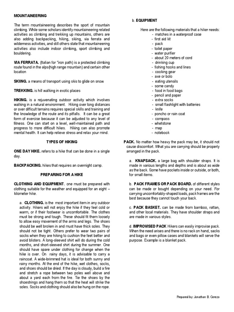 Grade 12 Physical Education and Health 4th Quarter | PDF | Hiking ...