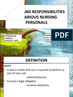 Duties and Responsibilities of Nursing Personnel