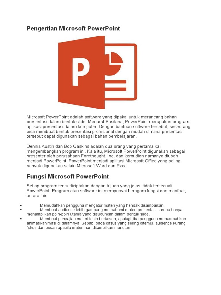 Fungsi dan Pengertian Microsoft PowerPoint | PDF