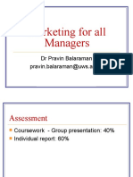 Marketing For All Managers: DR Pravin Balaraman Pravin - Balaraman@uws - Ac.uk