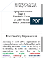 Managing Public Services Week 3 Organisation Theory