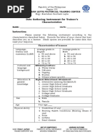 Data Gathering Instrument For Trainee's Characteristics: Instruction