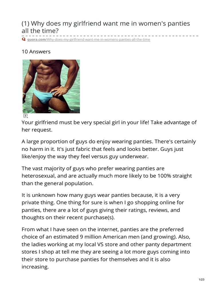 How many men out there love to wear women's panties? - Quora