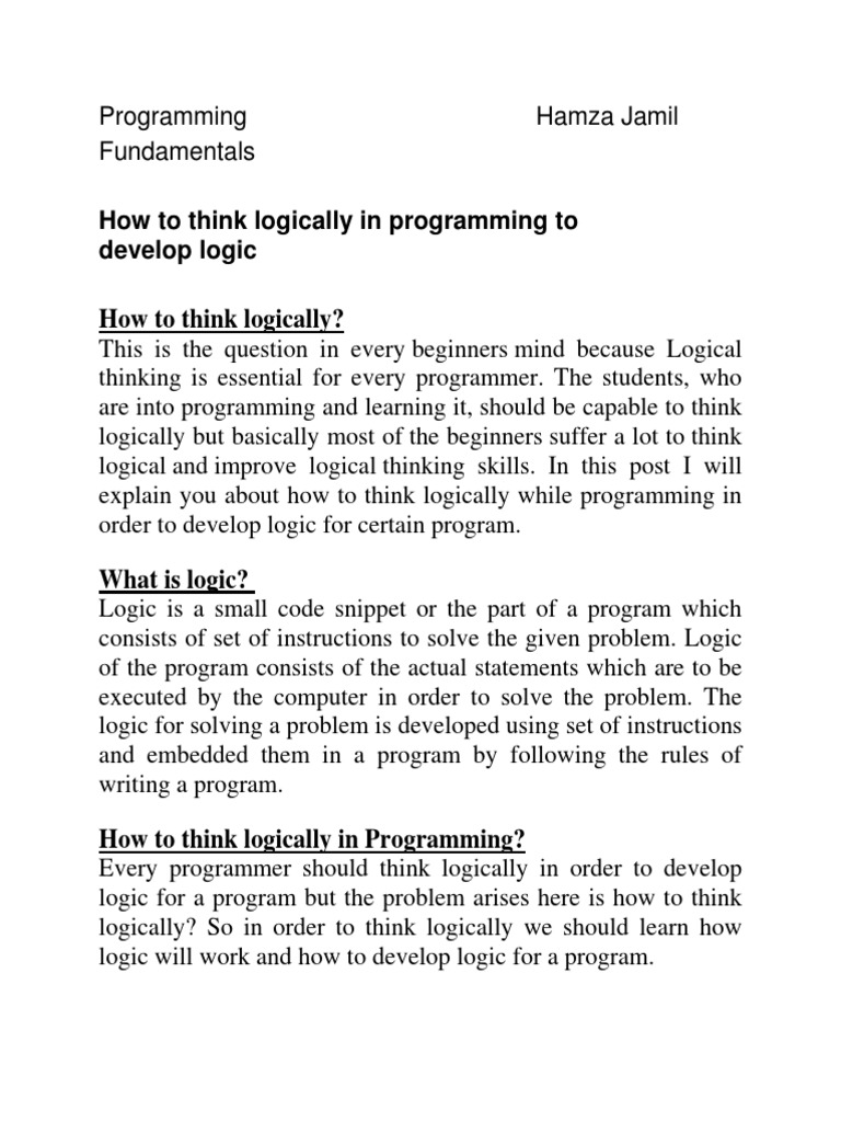 How To Think Logically In Programming
