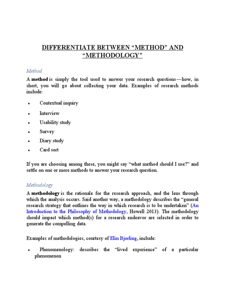 Methods vs. Methodology Explained | PDF | Interview | Sampling (Statistics)
