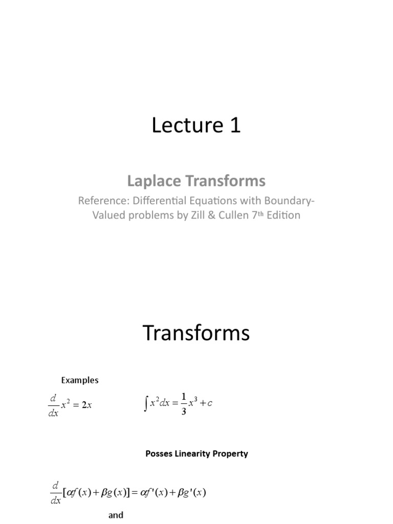 Laplace Transforms Reference Differential Equations With BoundaryValued Problems by Zill
