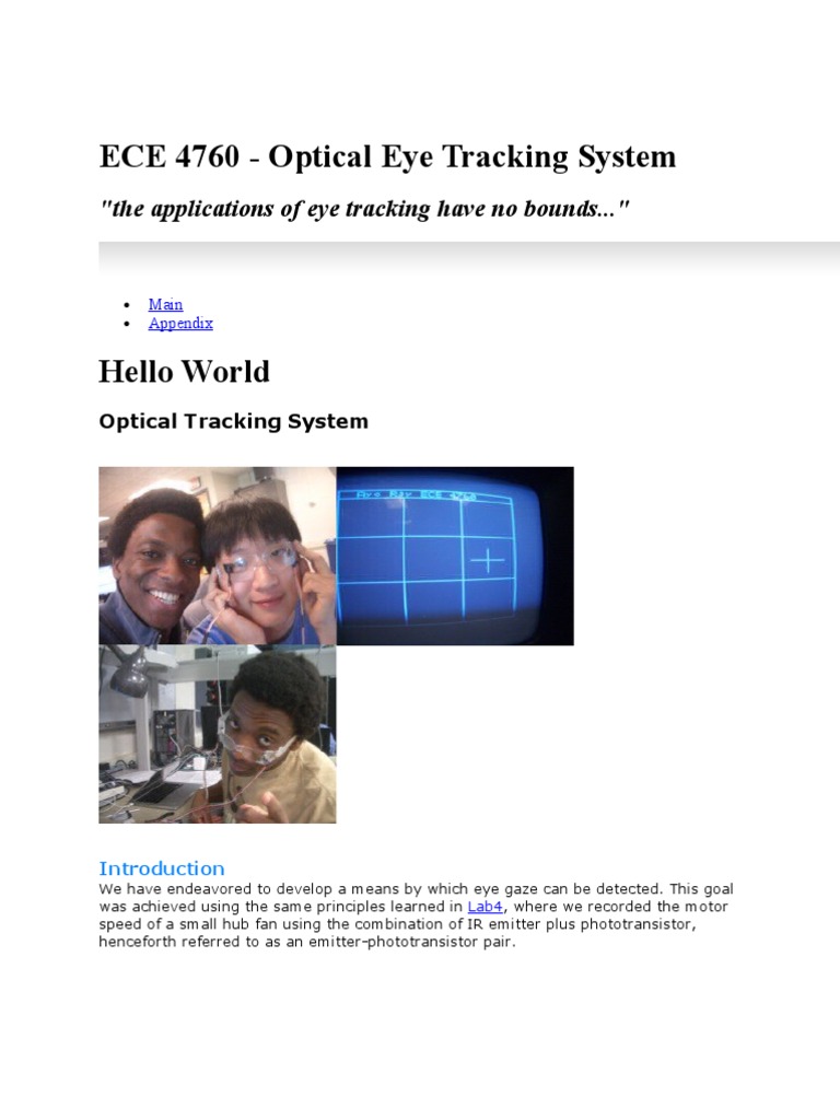 ECE 4760 - Optical Eye Tracking System: 