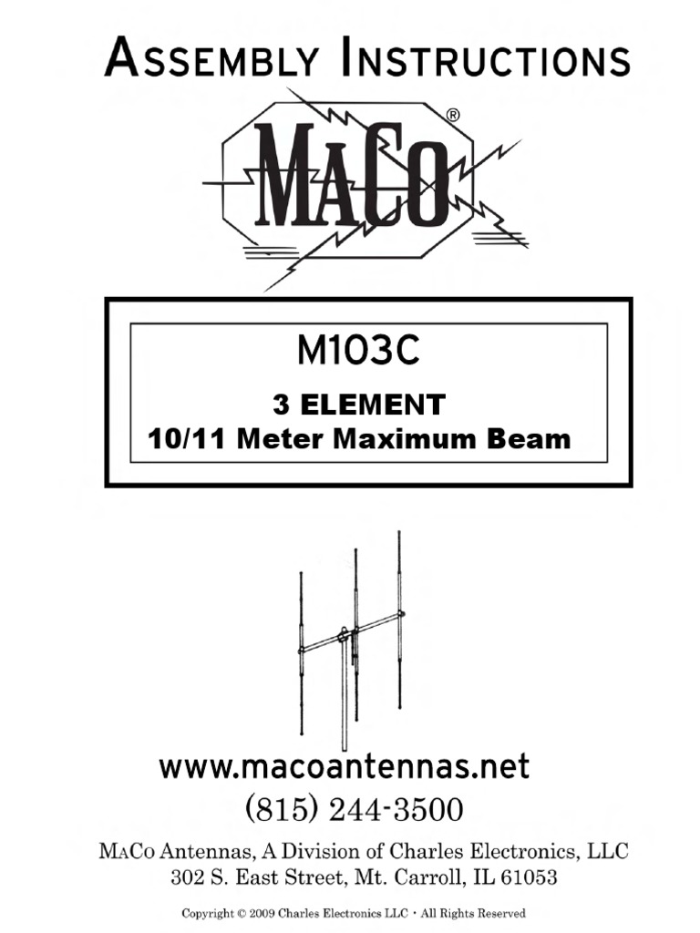 M103C 10/11 Meter Maximum Beam Antenna PDF Coaxial Cable Antenna