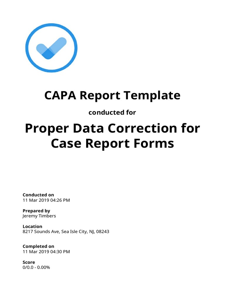 CAPA Report for Data Correction Issues | PDF