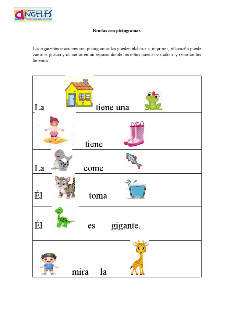 Oraciones con Pictogramas para Niños | PDF | Artes del Lenguaje y ...