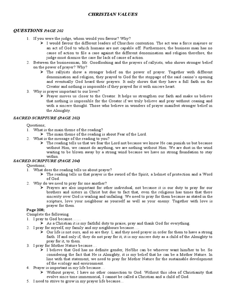 Christian Values | PDF | Faith Healing | Prayer