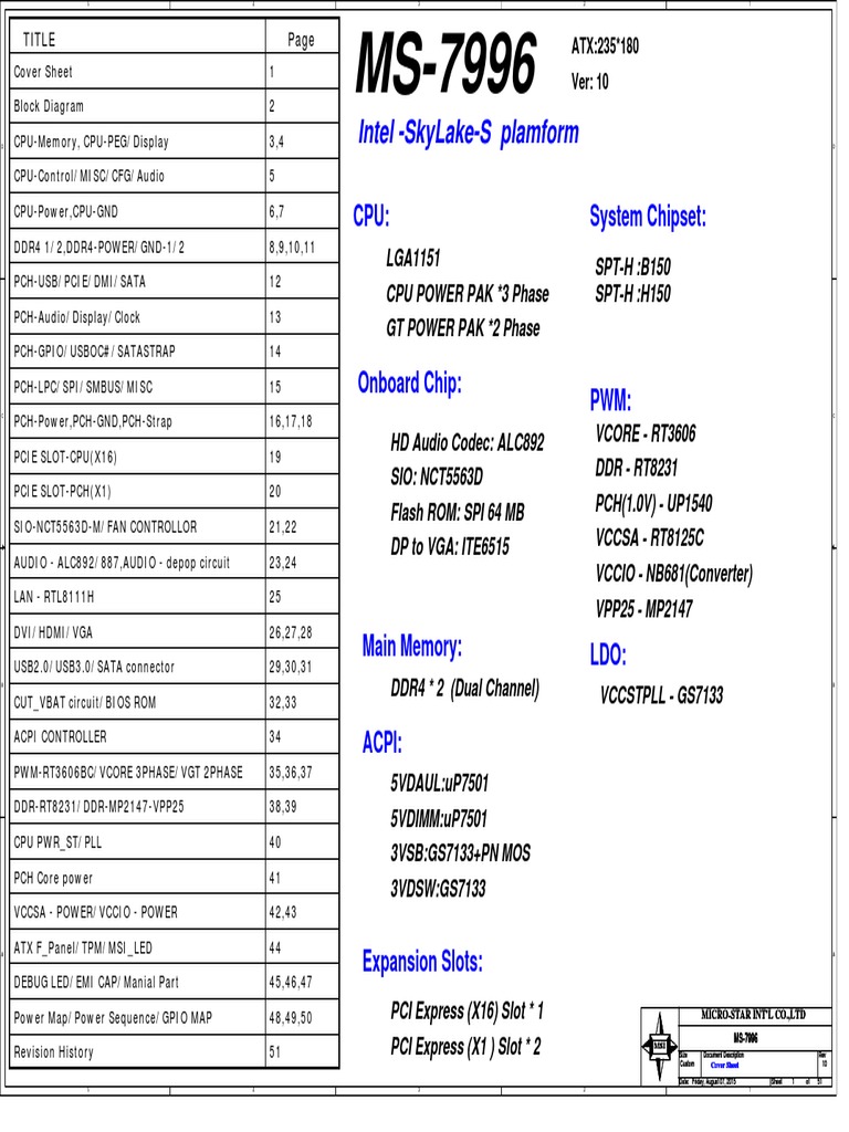 MSI H110M PRO-VD (VH) MS-7996 r1.0 | PDF | Digital Electronics ...