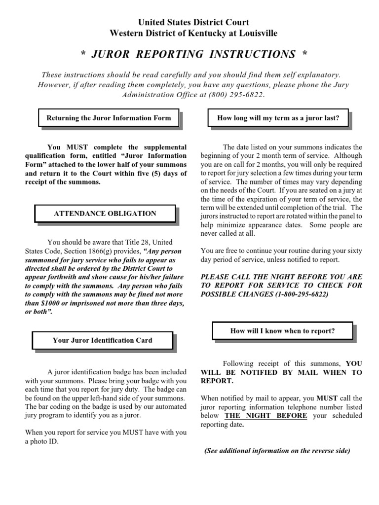 Jury Reporting 6 09 | PDF | Identity Document | Government Institutions